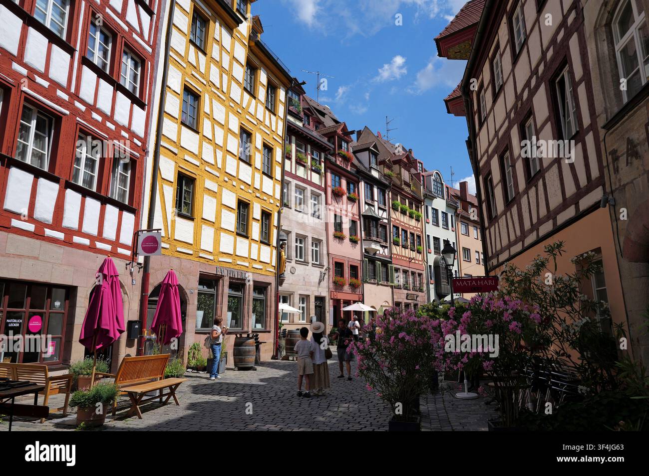 Architettura nella vecchia città di Norimberga, Germania Foto Stock