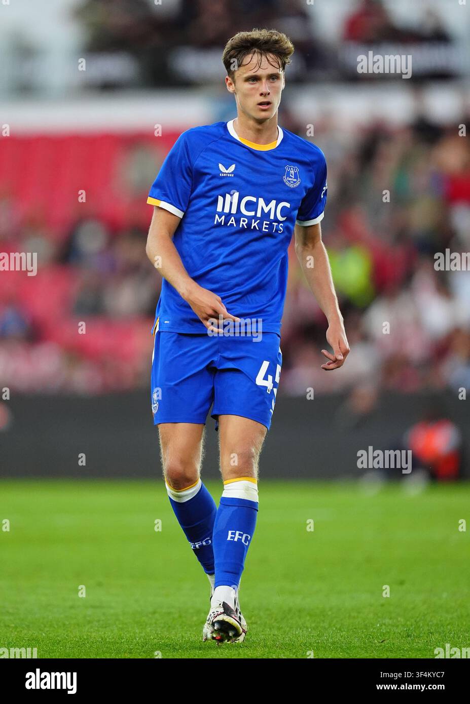 Harrison Armstrong dell'Everton durante la partita amichevole di pre-stagione al Bet 365 Stadium, Stoke-on-Trent. Data della foto: martedì 28 luglio 2026. Foto Stock
