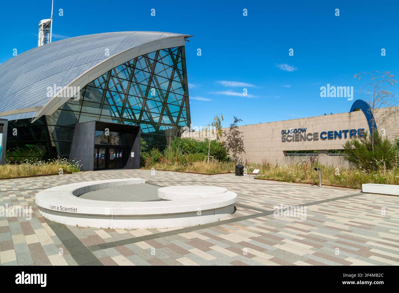 Il Centro Scientifico di Glasgow situato sulla riva sud del fiume Clyde, Pacific Quay, Glasgow, Scozia Foto Stock