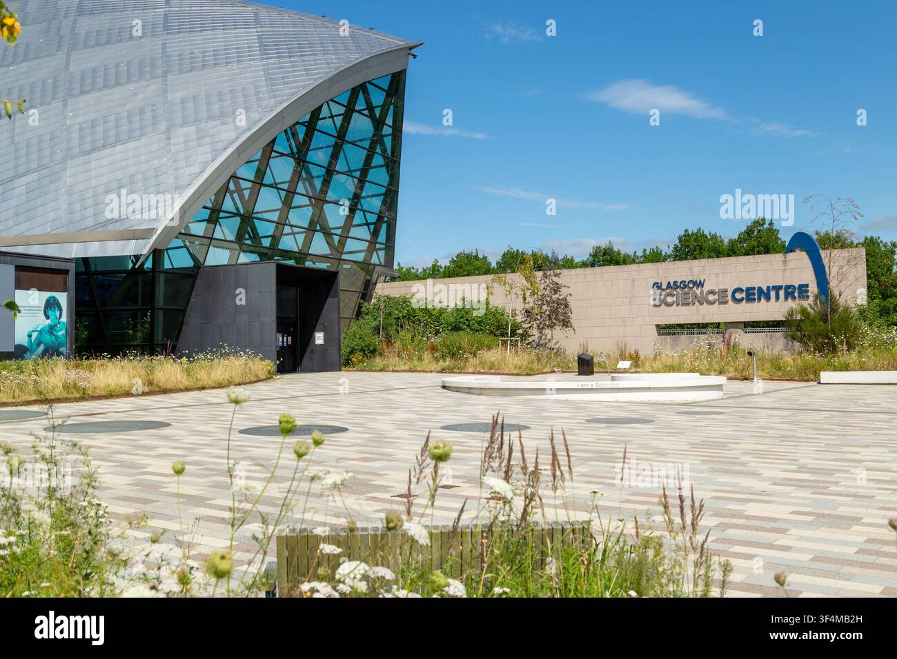 Il Centro Scientifico di Glasgow situato sulla riva sud del fiume Clyde, Pacific Quay, Glasgow, Scozia Foto Stock