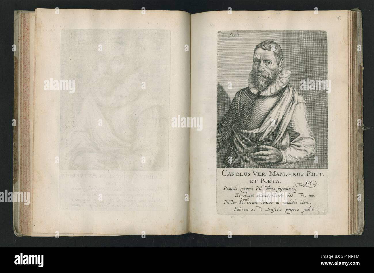 Un'incisione del 1610 di Karel van Mander, pittore, poeta e storico dell'arte fiammingo, di Andries Jacobsz. Stock, incisa da una pubblicazione di Hendrik (I) Hondius. Foto Stock