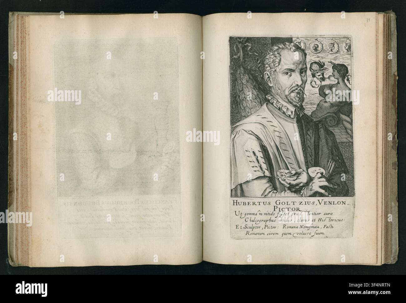 Un’incisione del 1610 di Hubertus Goltzius, creata da Simon Frisius, un incisore, e pubblicata da Hendrik Hondius, un editore olandese, della serie Pictorum aliquot celebrium praecipué Germaniae Inferioris. Foto Stock