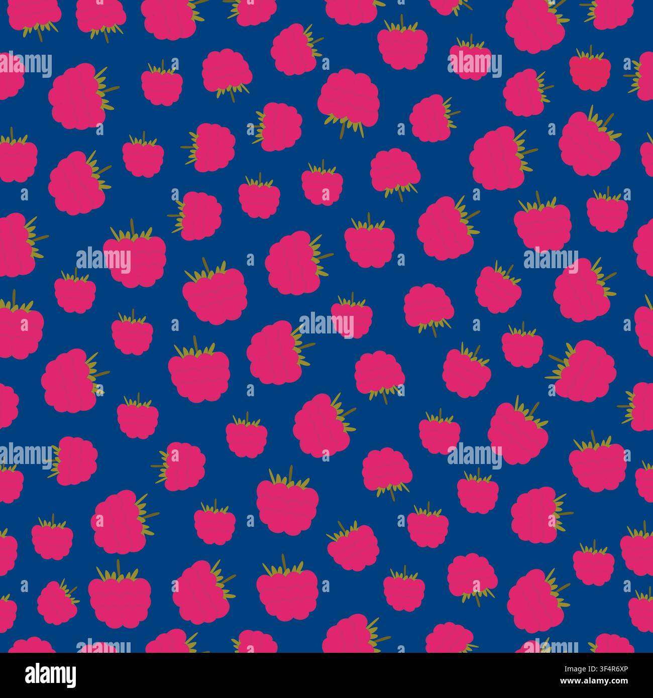 Lamponi yummy su sfondo blu scuro, modello vettoriale senza giunture. Consistenza di bacche organiche. Carta da parati, design tessile Illustrazione Vettoriale