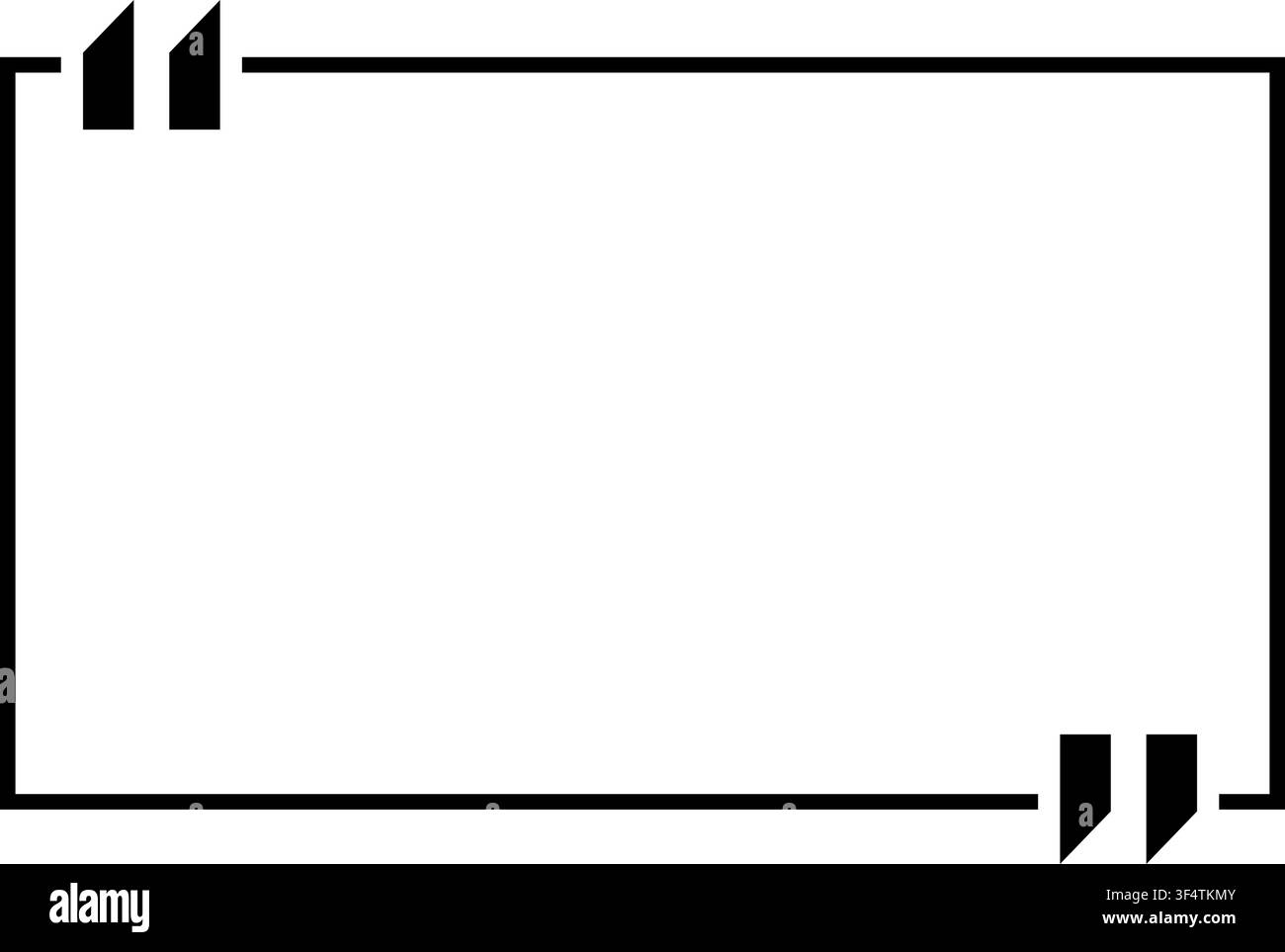 Titolo della casella di citazione isolato. Cornice di citazione rettangolare con contorno nero. Cornice del messaggio di informazioni di conversazione testuale. Icona di citazione di dialogo. Vettore Illustrazione Vettoriale