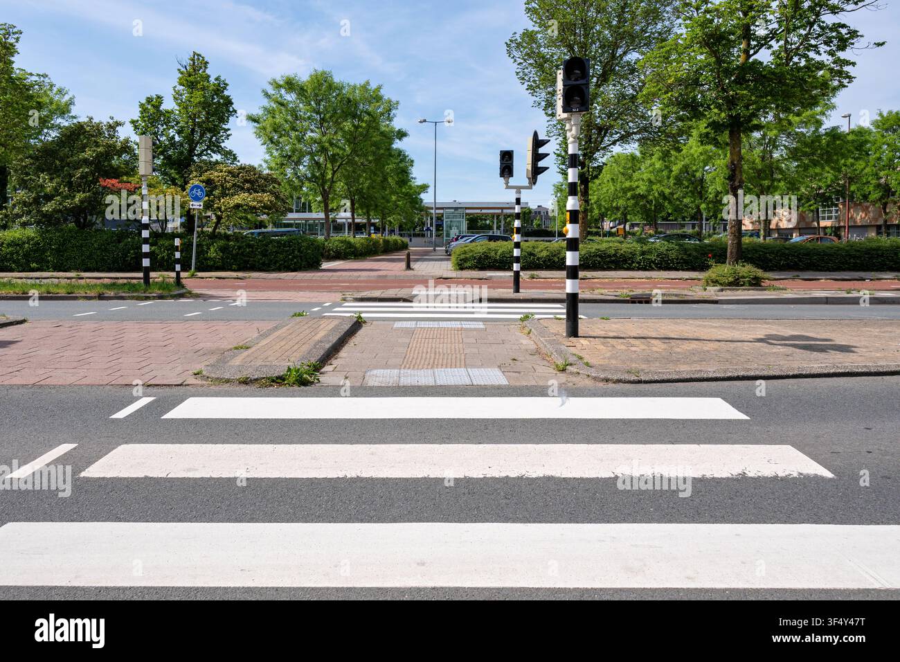 Passaggio pedonale con semafori nei Paesi Bassi Foto Stock