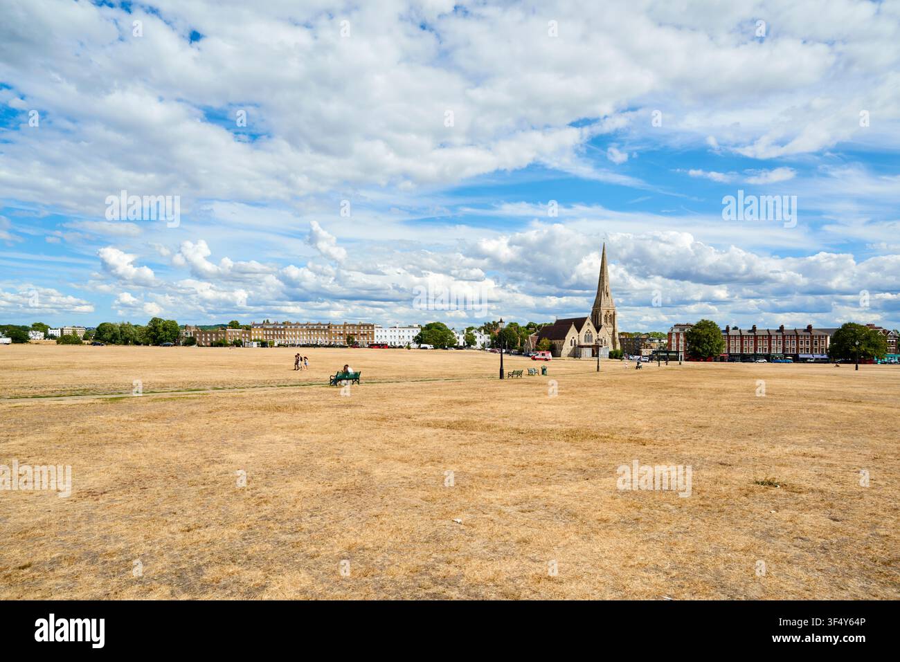 Blackheath, Londra, Regno Unito, durante la siccità dell'estate 2026, con erba secca Foto Stock