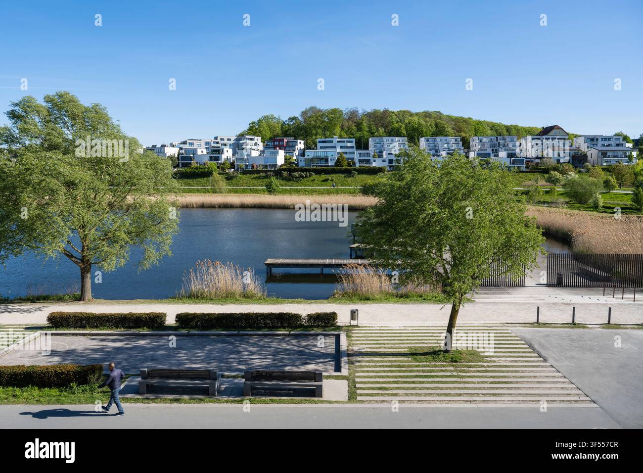 Vista del lago Phoenix, Hörde, Dortmund Foto Stock