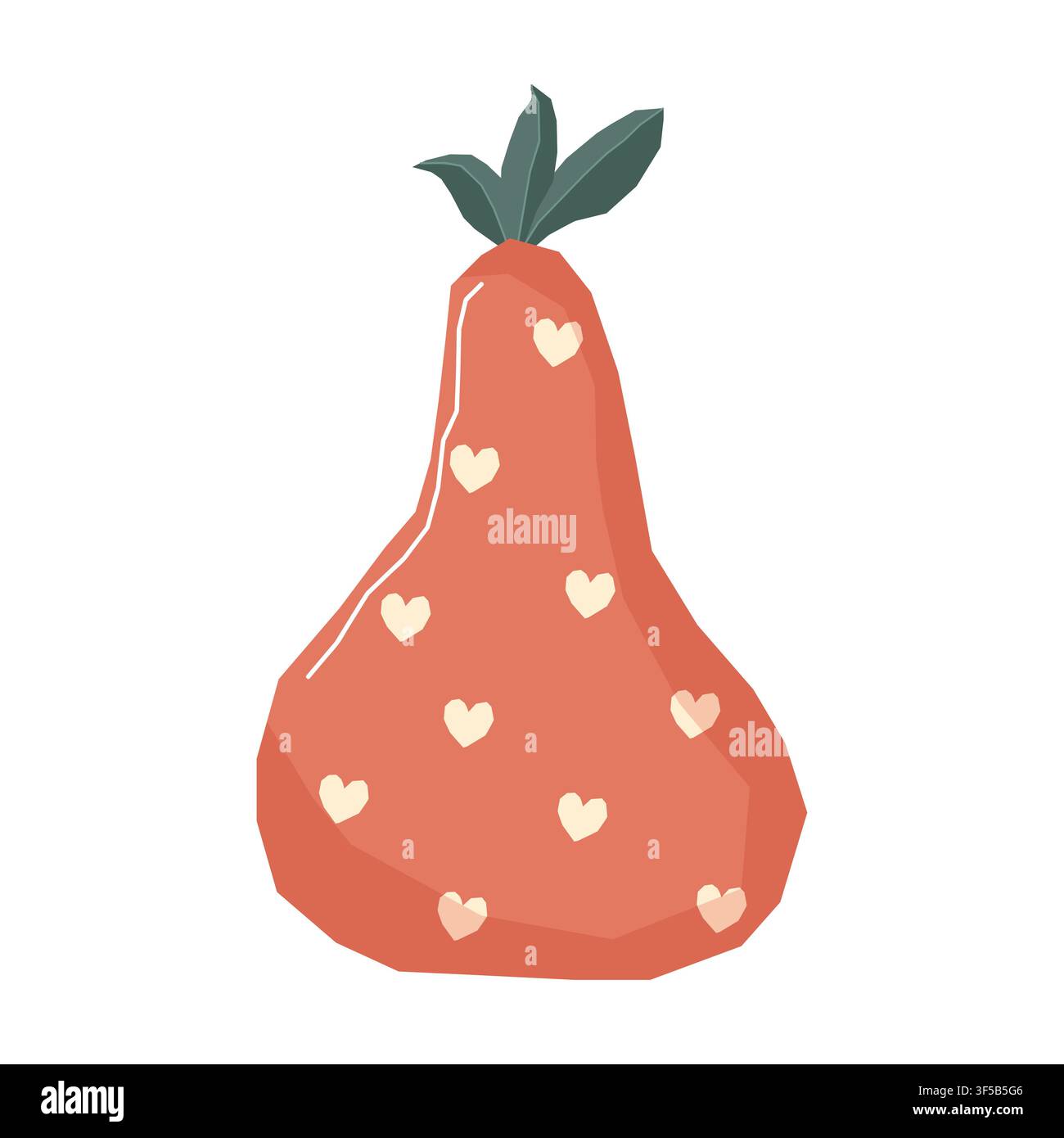 Simpatica illustrazione vettoriale di zucca decorativa con motivo a cuore isolata su sfondo bianco Illustrazione Vettoriale