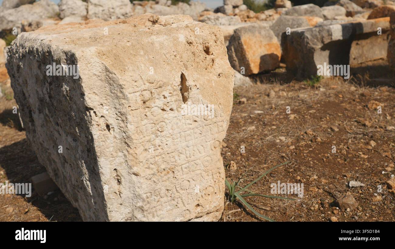 Pietra antica con incisione a Lyrboton Foto Stock