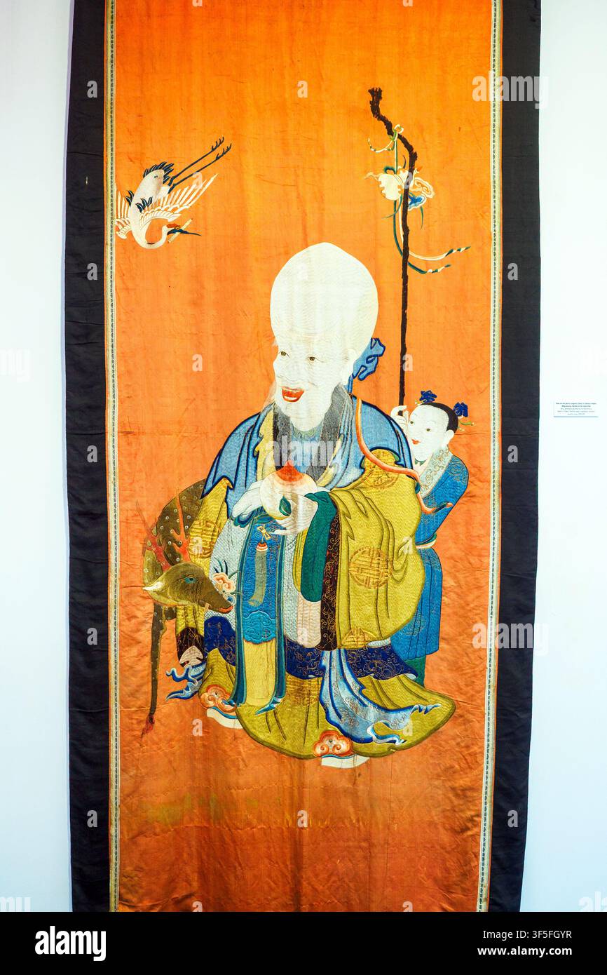 Shou è il dio della Longevità (Shou) nella religione cinese. Dinastia Ming, Vecchio dell'Estremo Sud - Museo Bratko di Arte Orientale - Korce, Albania Foto Stock