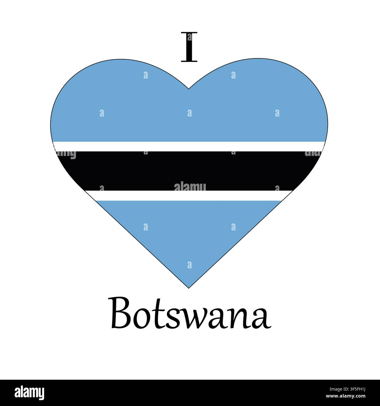 Illustrazione di I Love Botswana con un cartello a forma di cuore con una bandiera su sfondo bianco Foto Stock