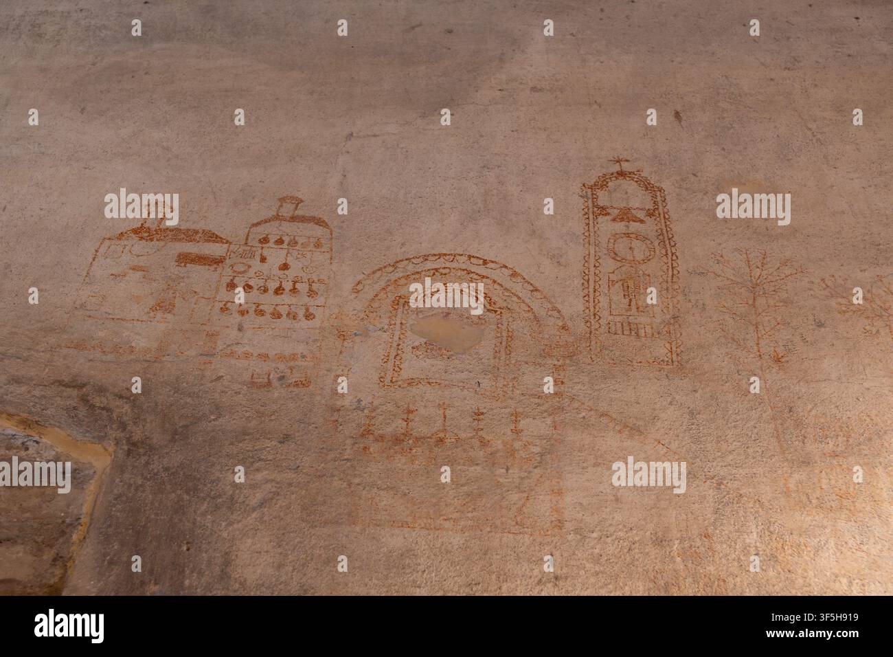 Bologna, Italia - 24 agosto 2025: Torre Torre Prendiparte o Coronata (Torre Prendiparte o Coronata), disegno della cella della prigione Foto Stock