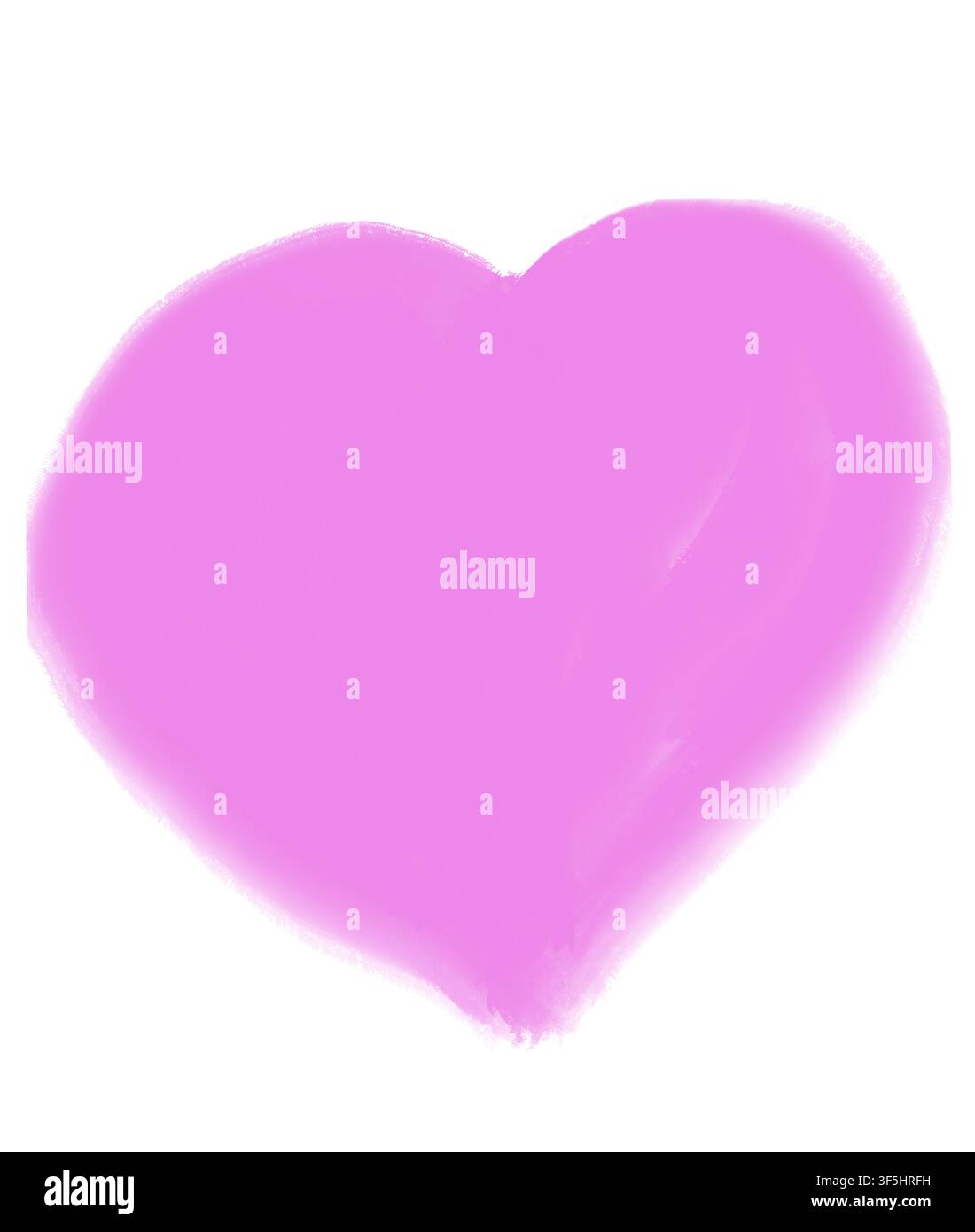 Un singolo cuore disegnato a mano in rosa solido con una texture morbida a pennello e bordi del tratto visibili. Adatto per biglietti di San Valentino, confezioni a tema amore, matrimoni. Foto Stock