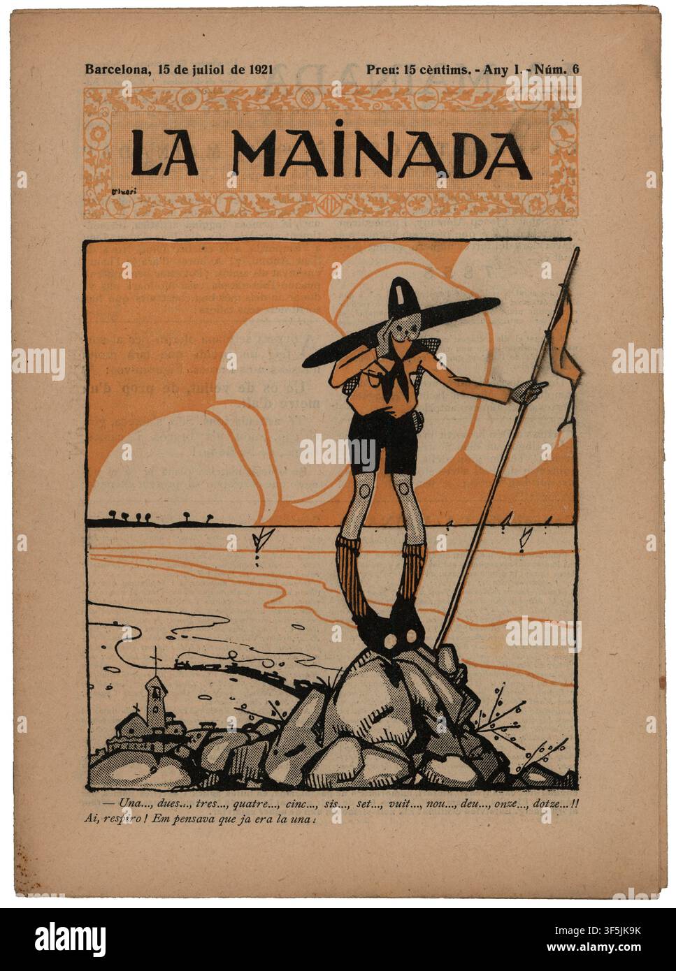 Spagna. Copertina della rivista per bambini La Mainada, edita a Barcellona, luglio 1921. Foto Stock
