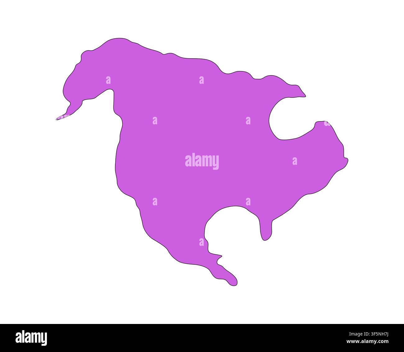 Silhouette della mappa del continente nordamericano clip art 2D in stile cartone animato Illustrazione Vettoriale