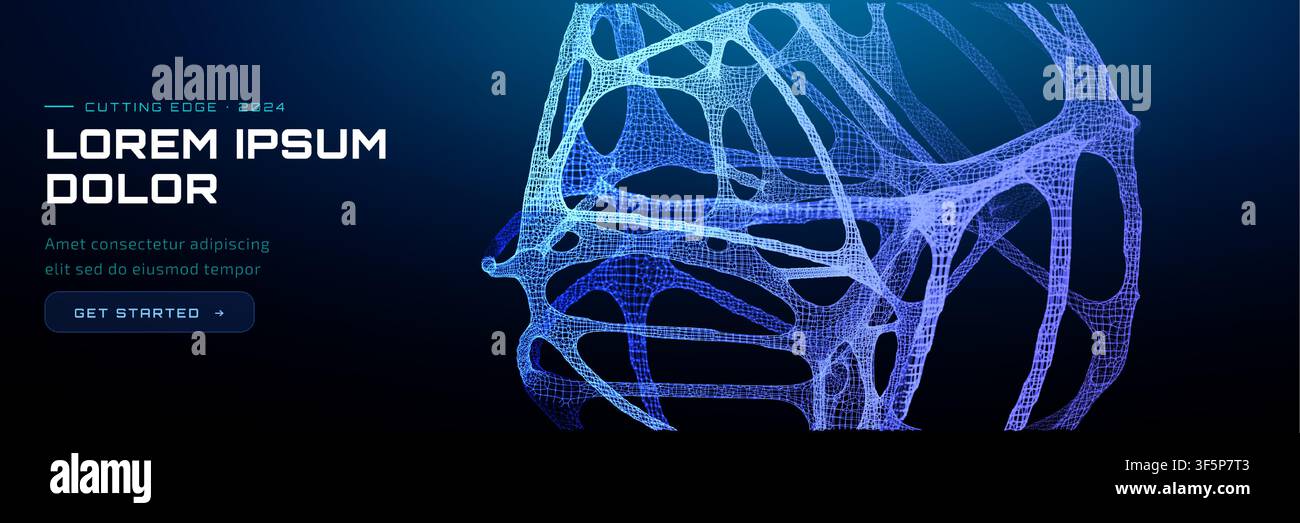 Conexion cervello IA con sfondo medico 3D e scienza digitale astratta. Rete di cellule neuronali con dati tecnologici concetto artificiale e umano resea Illustrazione Vettoriale