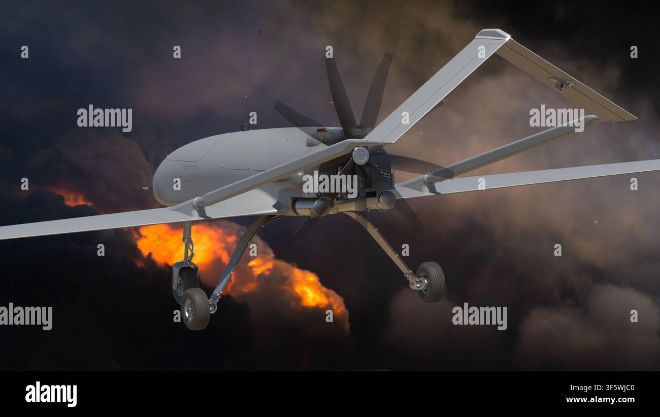 Un drone da attacco a lungo raggio in azione Foto Stock