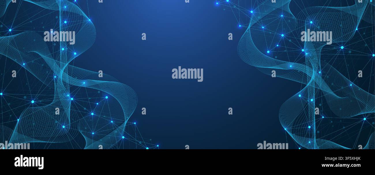 Rete globale concetto di connessione. Grande per la visualizzazione di dati. Il social network di comunicazione globale di reti di computer. La tecnologia di Internet. Azienda Illustrazione Vettoriale