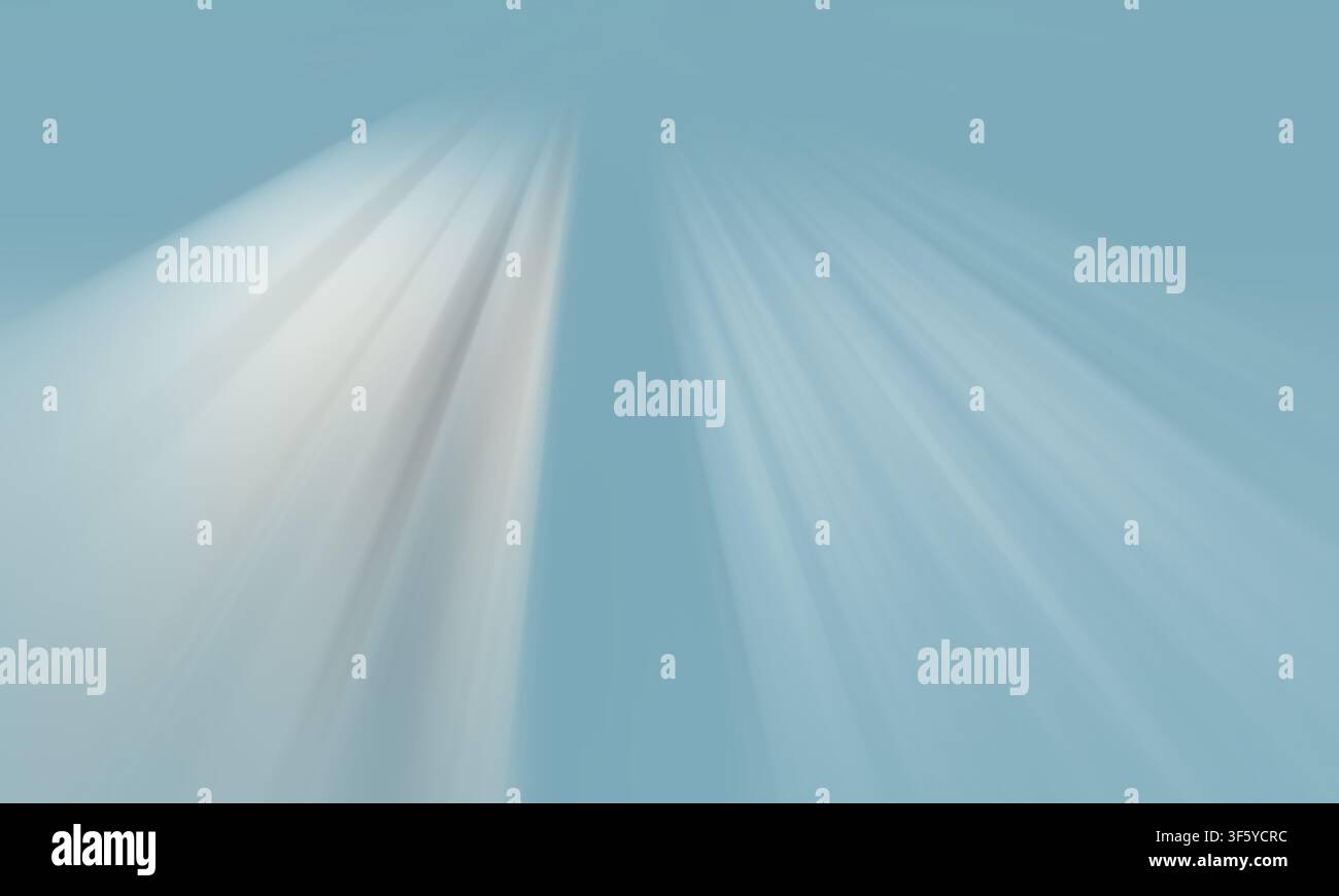 Sfondo astratto con raggi di luce blu morbida che emanano dalla parte superiore, creando un senso sereno ed etereo di movimento e profondità. Foto Stock