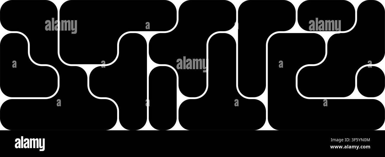 Sfondo a griglia di layout e metaball organico Bento con astrazione web Y2K. Logo a forma di punto e cerchio con linea di connessione geometrica. Vettore de Illustrazione Vettoriale