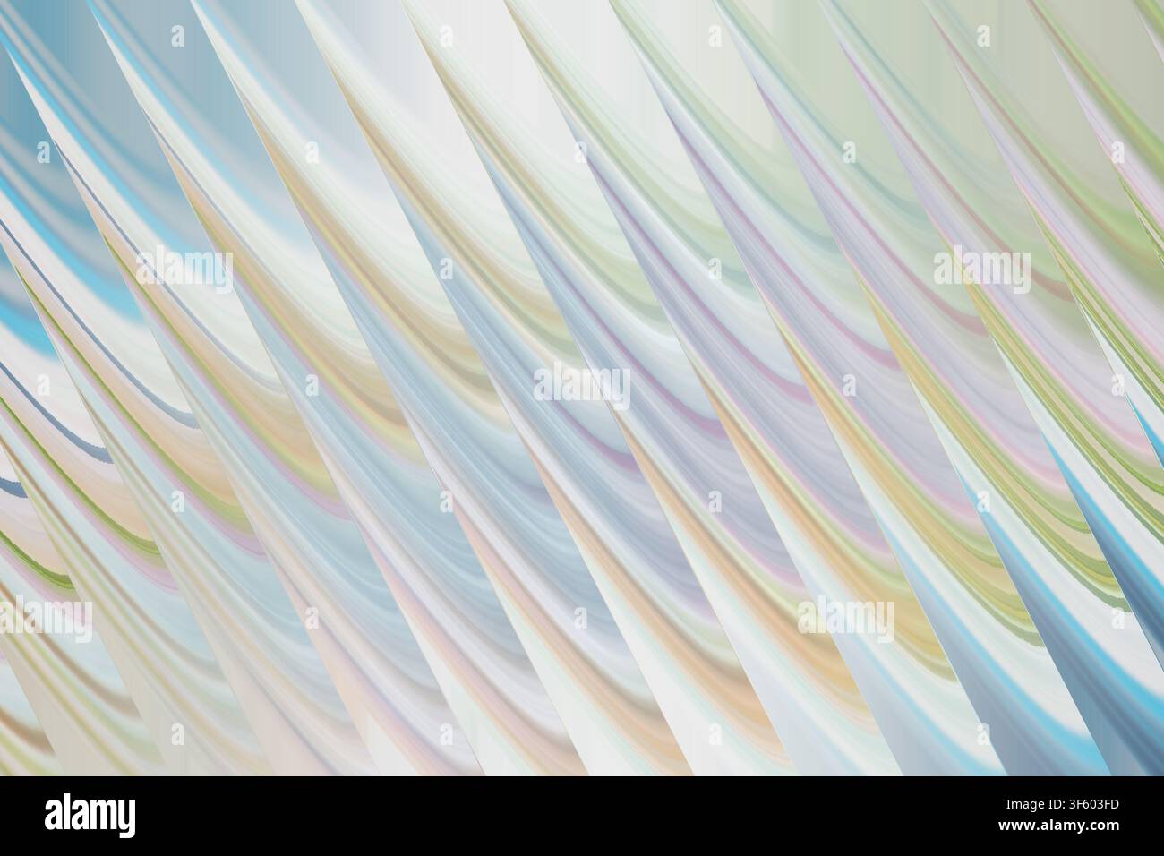 Uno sfondo astratto vibrante con strutture diagonali a forma di onda e sfumature di colori pastello sottili, che creano un effetto visivo fluido e artistico. Foto Stock