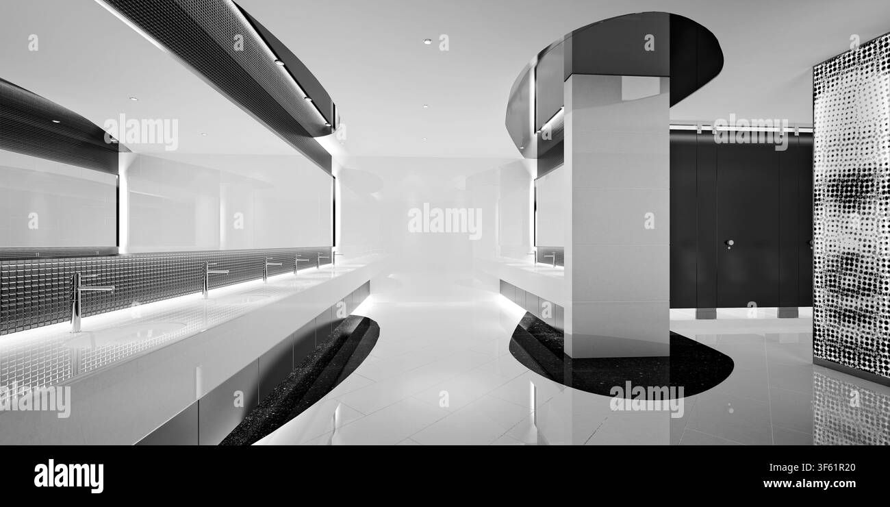 Resa 3D di toilette da bagno di lusso. Resa 3D Foto Stock