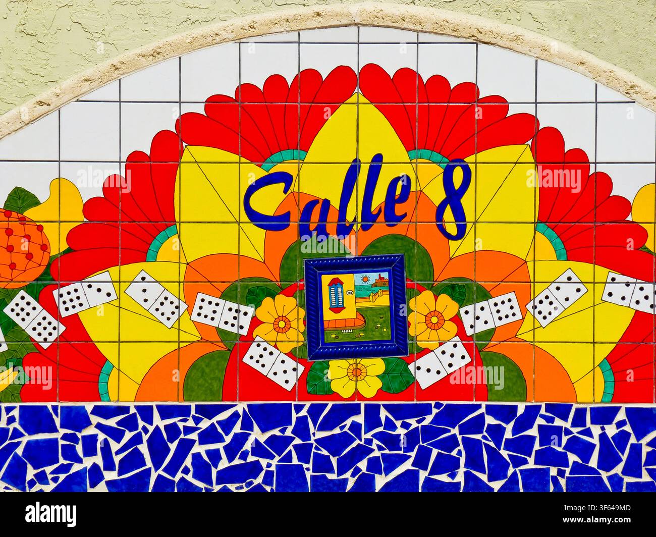 Calle Ocho, Murale a mosaico, (8th Street) Miami, Florida, USA Foto Stock