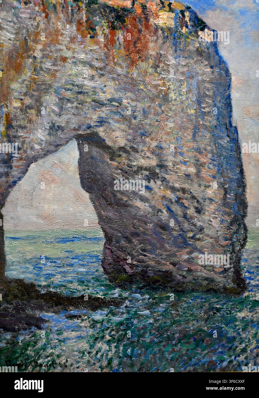 Étretat, L'Aiguille et la Porte d'Aval (1885) di Claude Monet. Pastello su carta raffigurante le famose scogliere di gesso, l'arco di mare Porte d'Aval e l'Ai Foto Stock