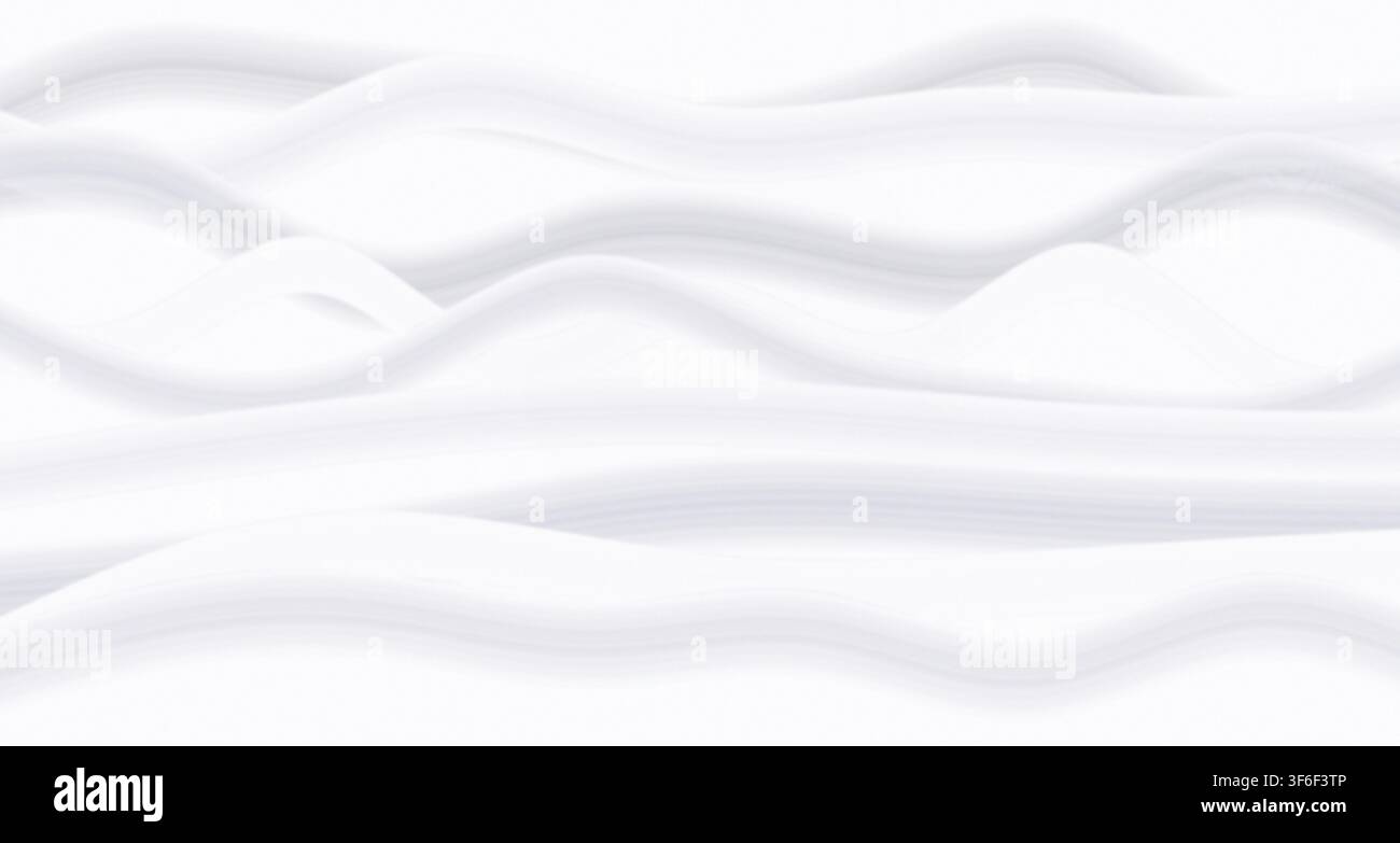 Un rendering singolo che mostra onde di nastro di seta traslucide e fluenti su uno sfondo chiaro, perfetto per elementi di design eleganti o arte astratta Foto Stock