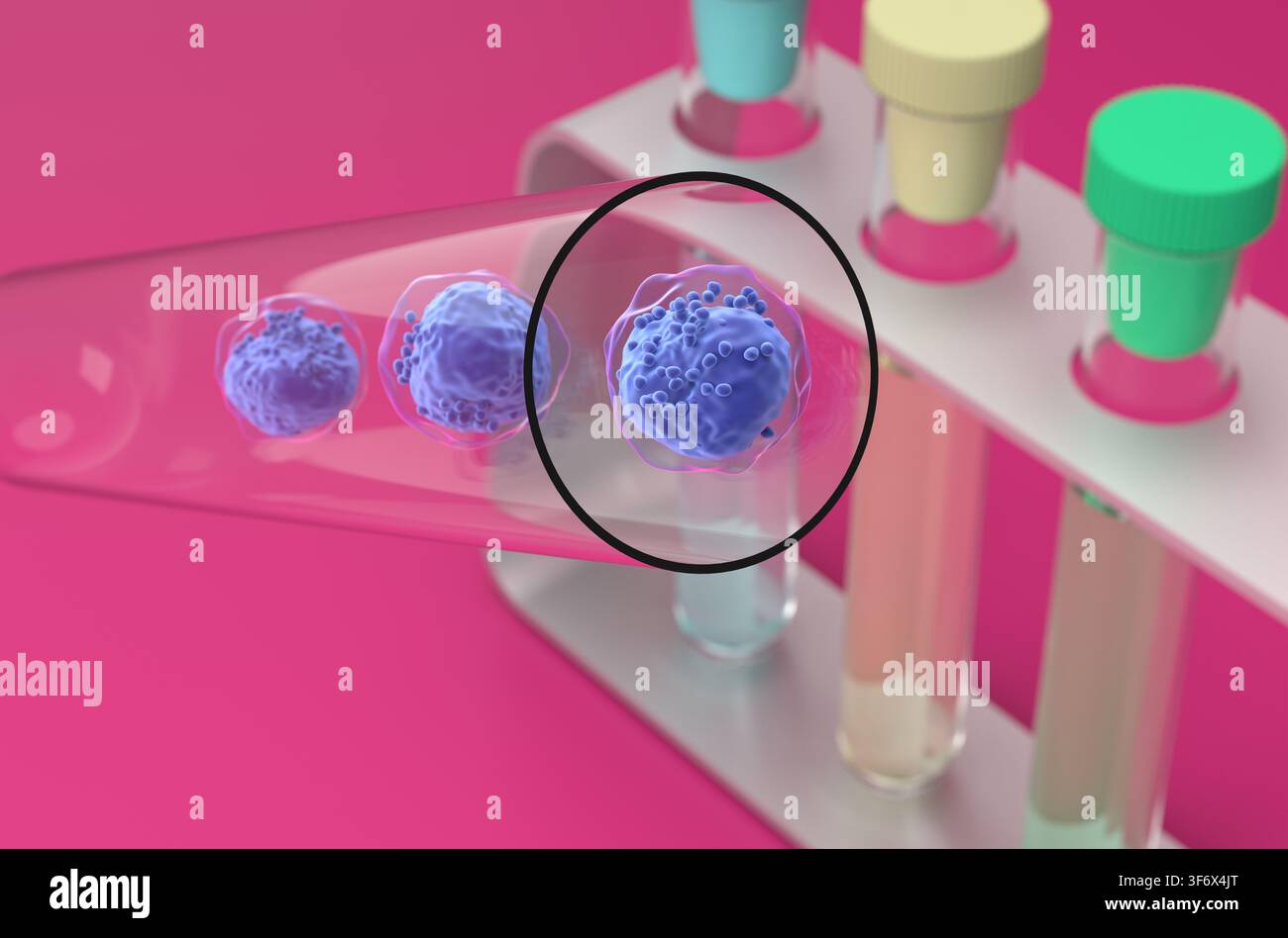 Cellule della leucemia mieloide acuta (AML) - Vista ravvicinata illustrazione 3d. Foto Stock