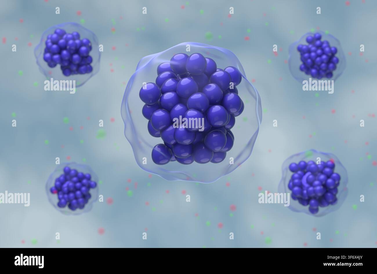 Linfoma diffuso a grandi cellule B (DLBCL) - Vista semicloseup illustrazione 3d. Foto Stock