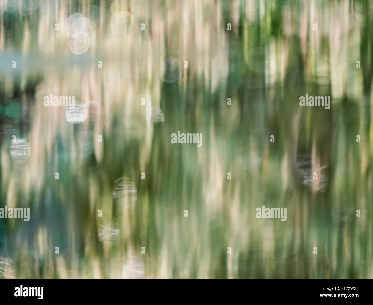Sfondo texture verticale astratto verde pastello e beige con bokeh morbido. Ideale per sfondo di prodotti cosmetici organici, banner di saloni spa di lusso, design di packaging wellness ed ecologico Foto Stock