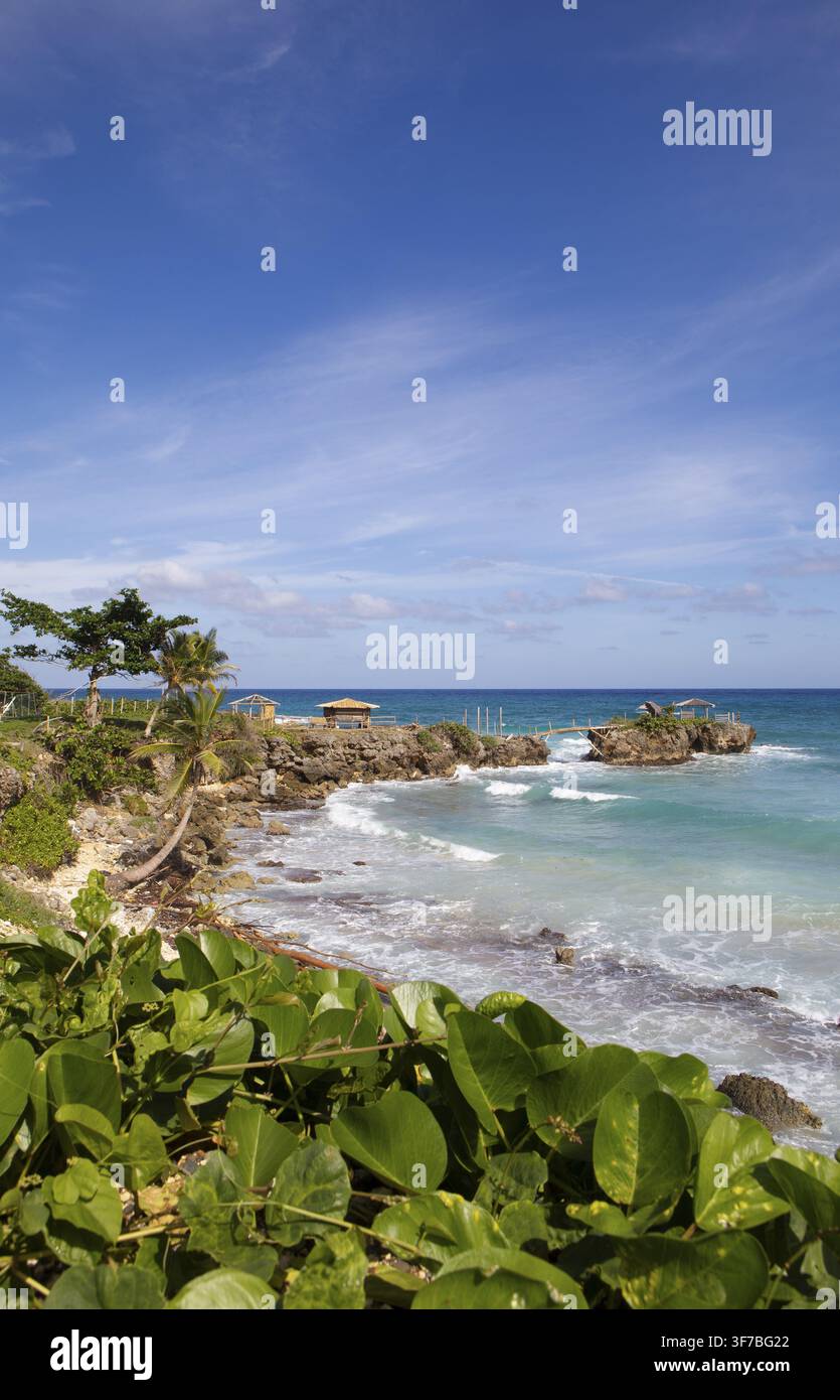 Costa caraibica a Portland Parish, Giamaica, Indie Occidentali, Caraibi, America Centrale Foto Stock