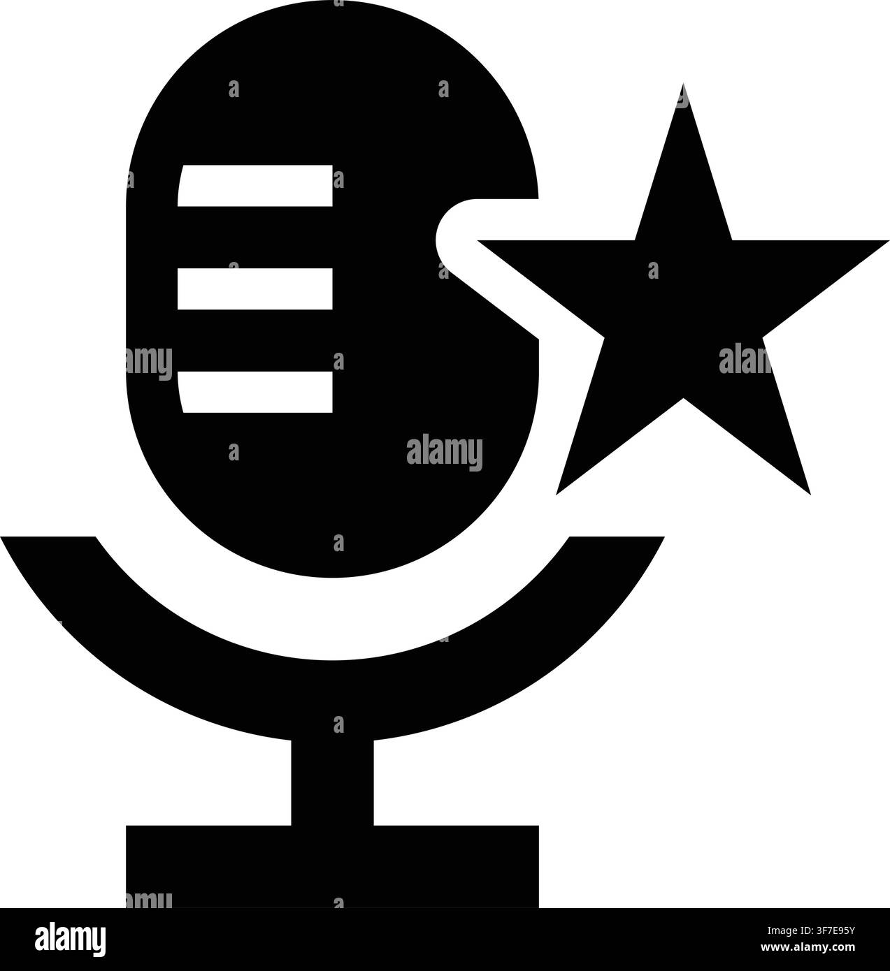 Icona microfono a stella, microfono vocale per registrazione audio Illustrazione Vettoriale
