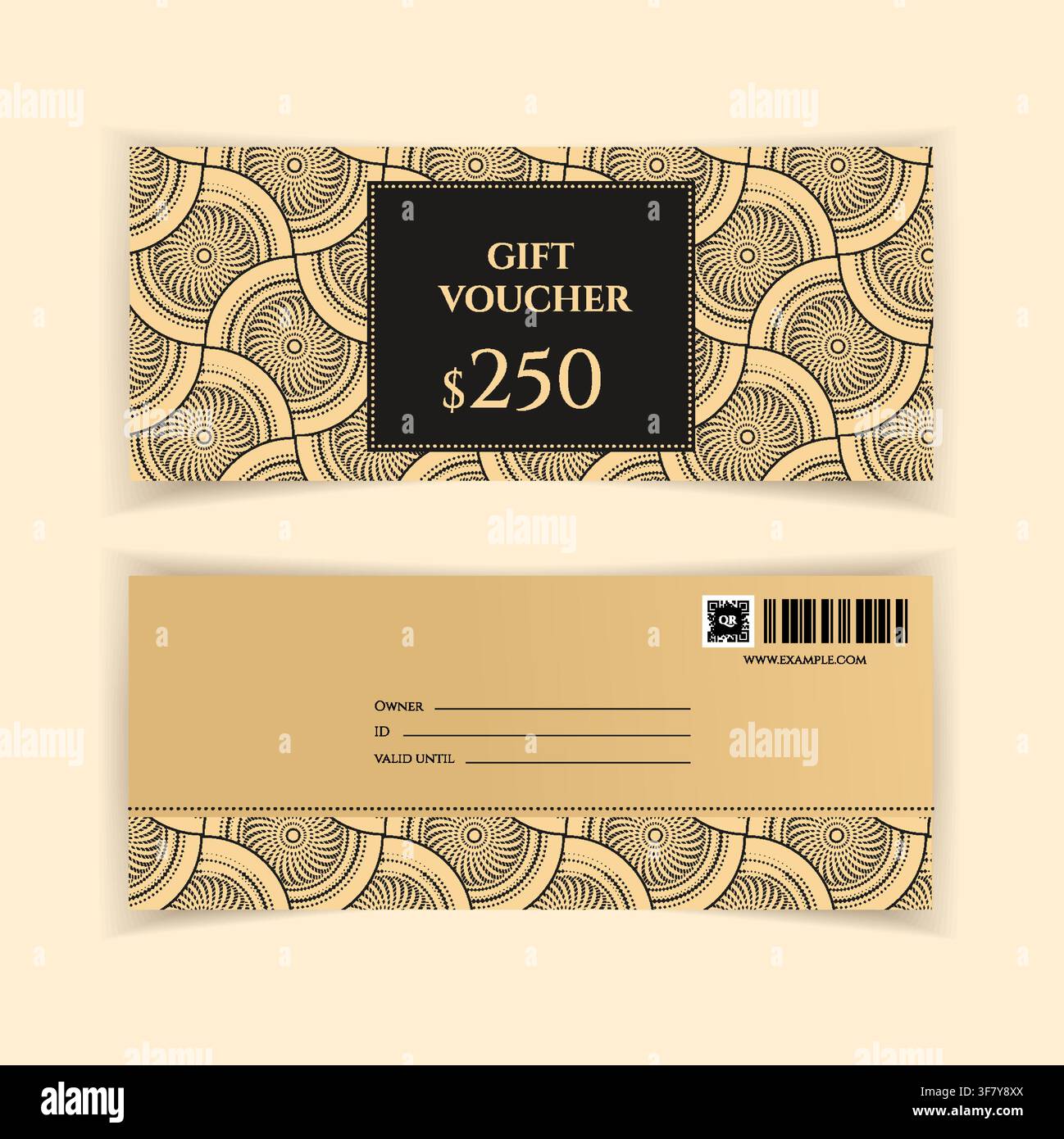 Modello di carta fedeltà e buono regalo in stile Art Déco dorato Illustrazione Vettoriale