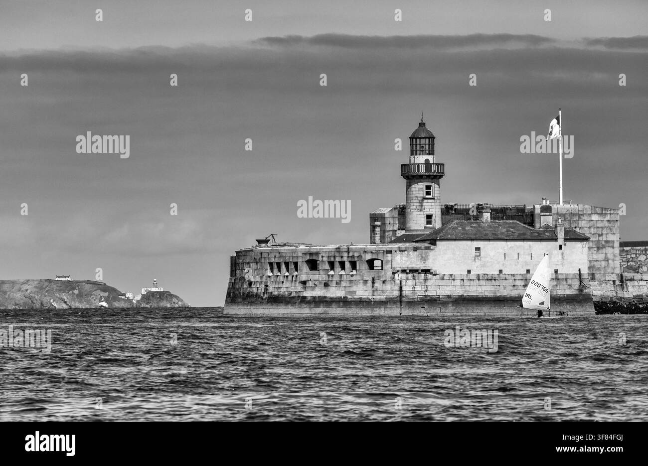 East Pier Lighthouse, Dun Laoghaire Harbour, County Dublin, Irlanda Foto Stock