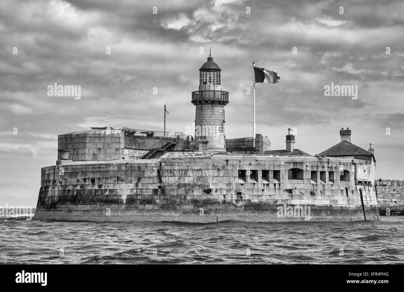 East Pier Lighthouse, Dun Laoghaire Harbour, County Dublin, Irlanda Foto Stock