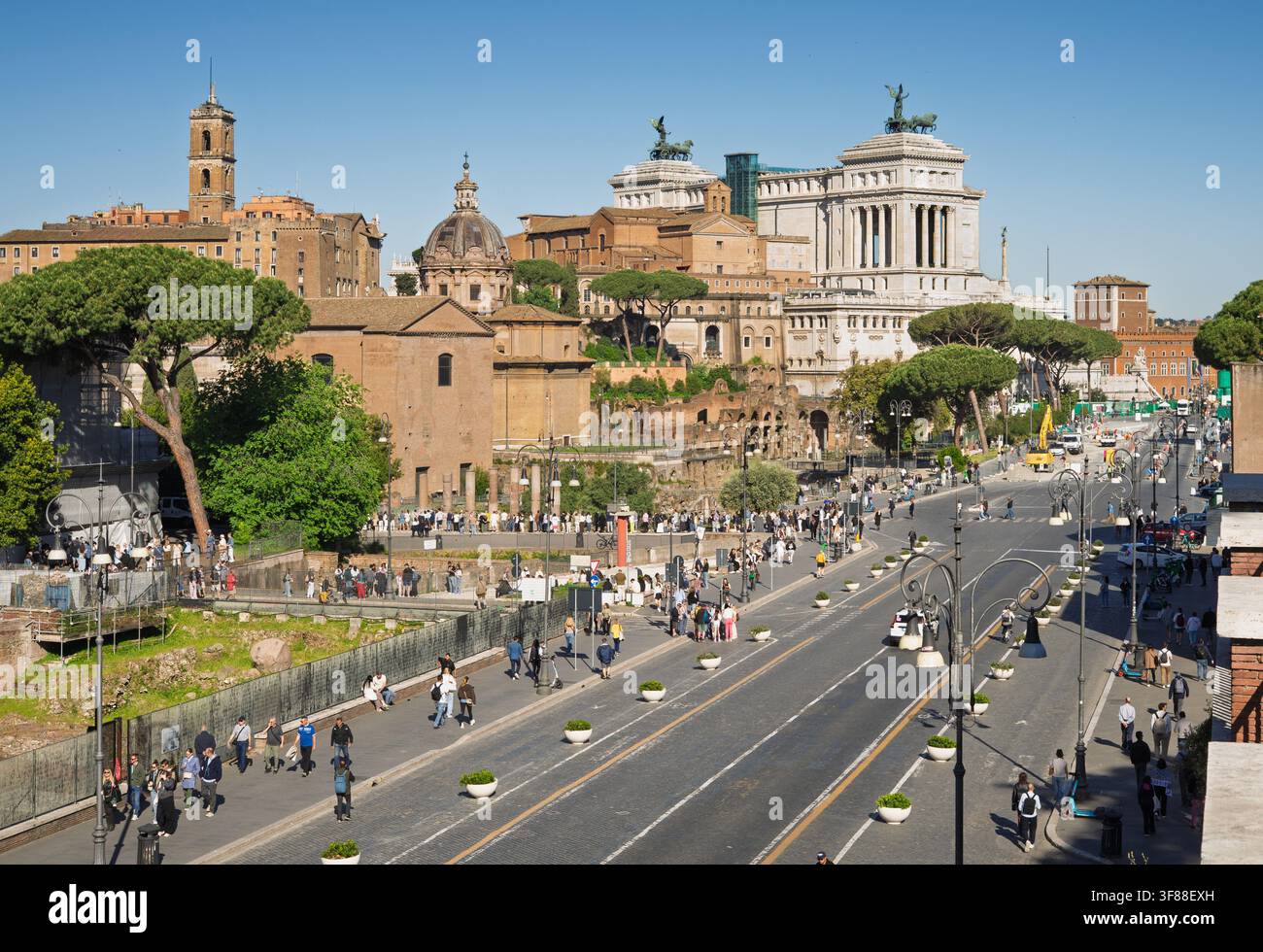 Via Fori Imperiali a Roma Foto Stock