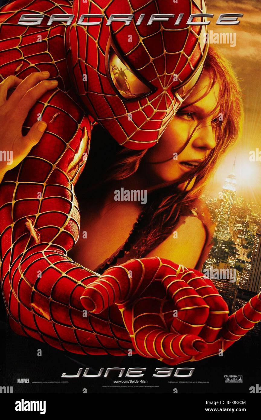 Poster di Spider-Man 2 Spiderman Tobey Maguire & Kirsten Dunst Foto Stock