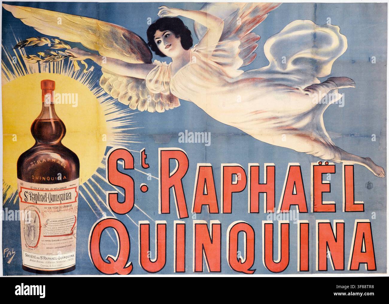 Manifesto pubblicitario, pubblicità di bevande, manifesto per l'aperitivo francese St. Raphaël Quinquina, progettato da Jean de Paleologue intorno al 1885. Il Ku in stile Liberty Foto Stock