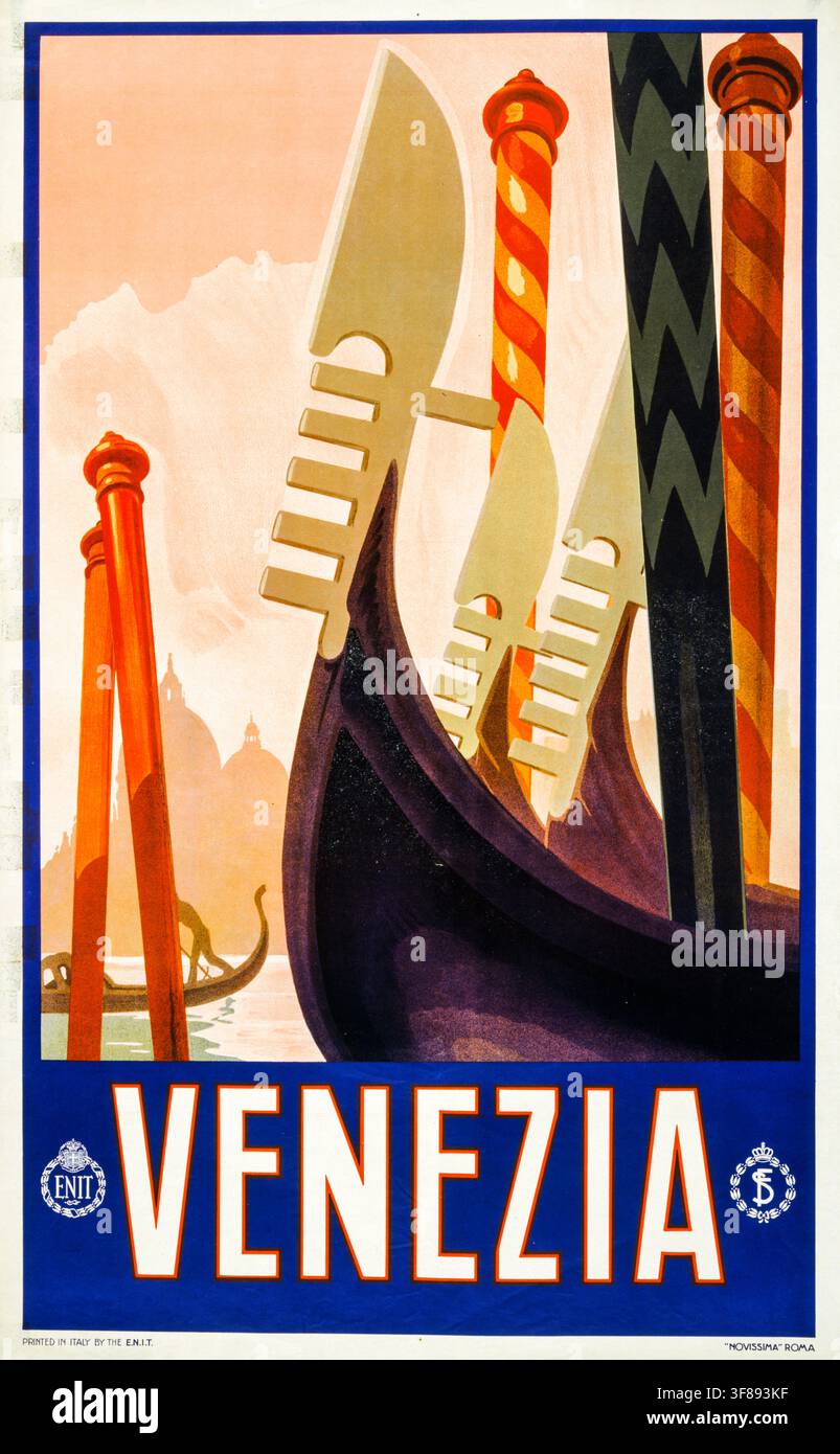 Venezia, Venezia, poster di viaggio d'epoca, circa 1930 Foto Stock