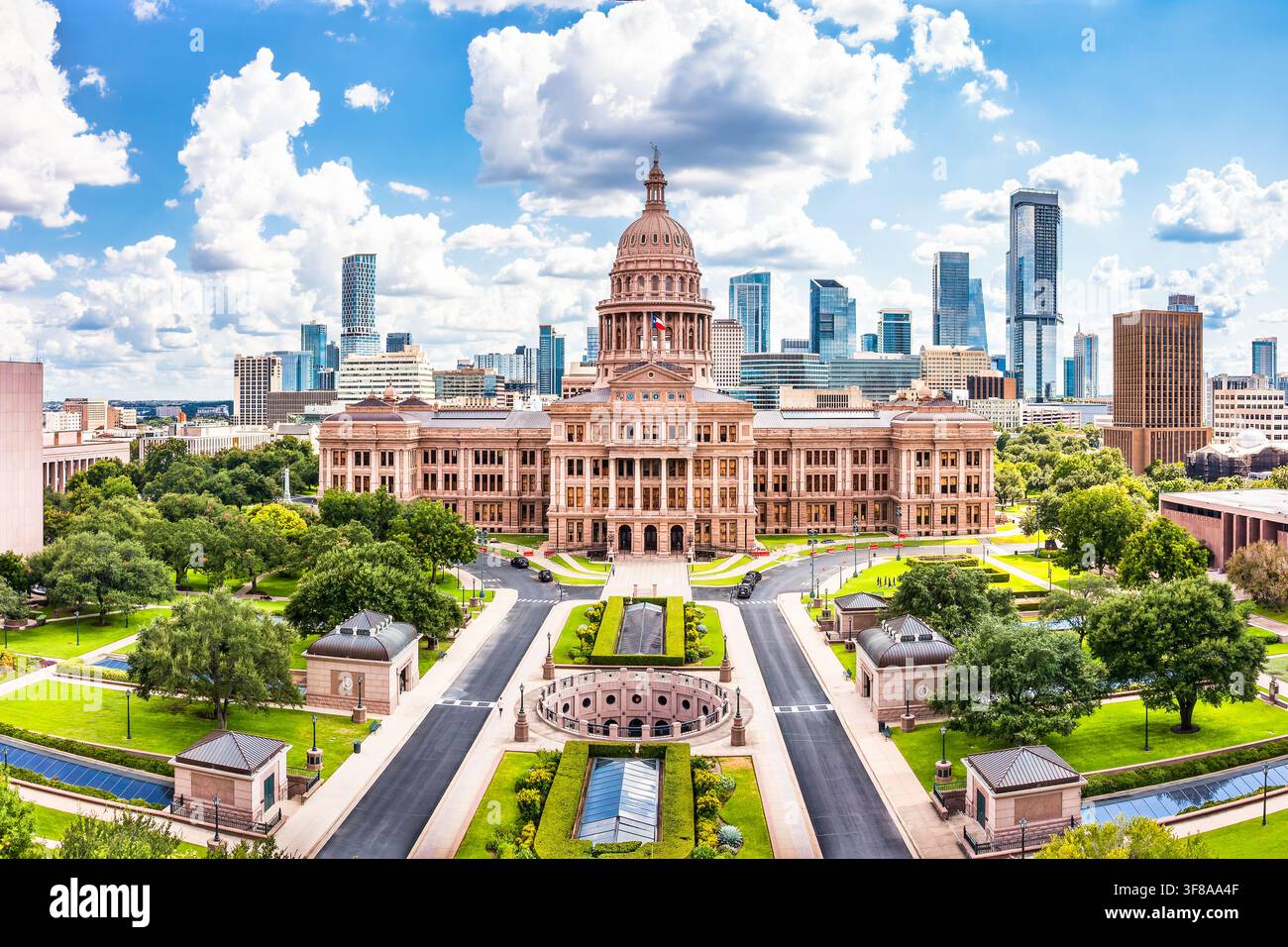 Capitolio dello Stato del Texas ad Austin in una giornata di sole Foto Stock