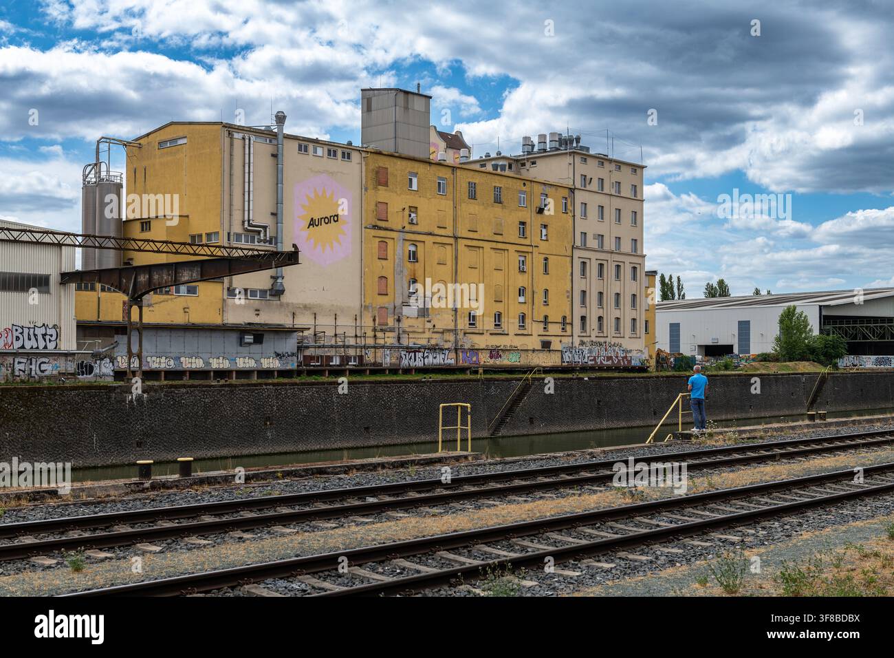 Gli edifici della fabbrica delle Hildebrand Mills nell'Osthavn, Francoforte, Germania Foto Stock
