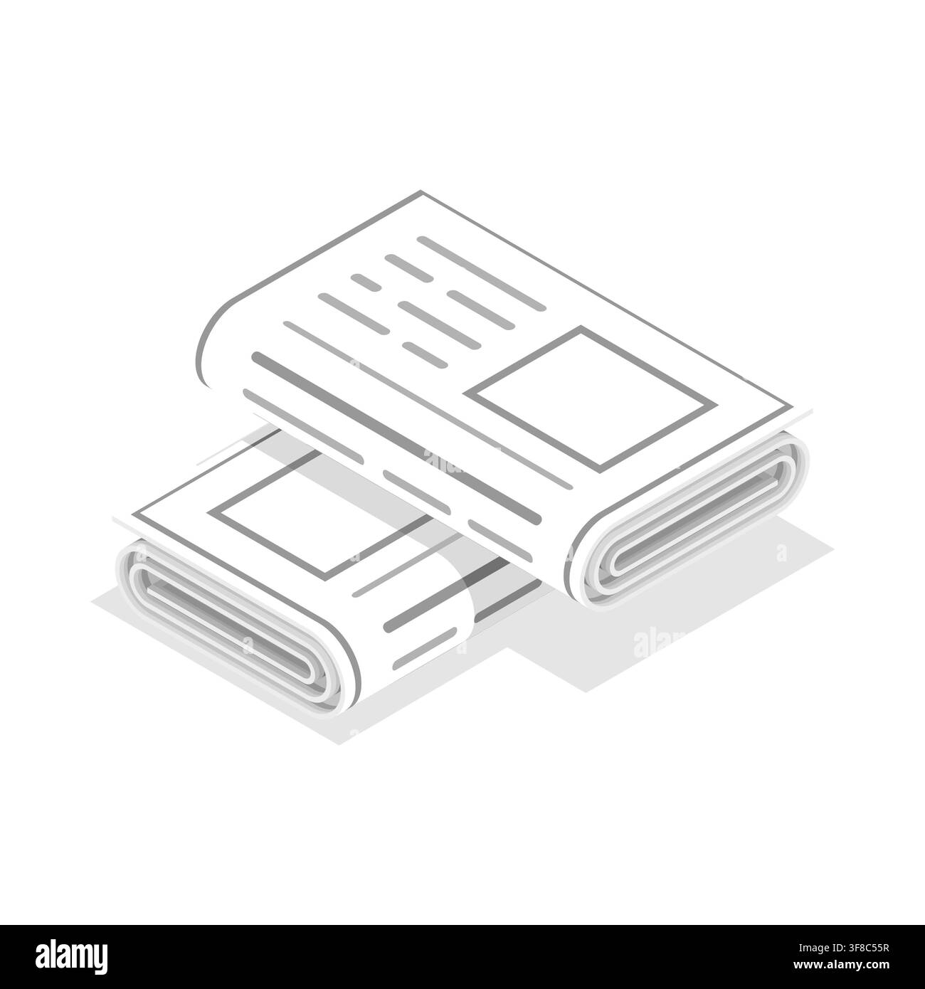 Concetto piatto isometrico 3D di icone di giornali Foto Stock