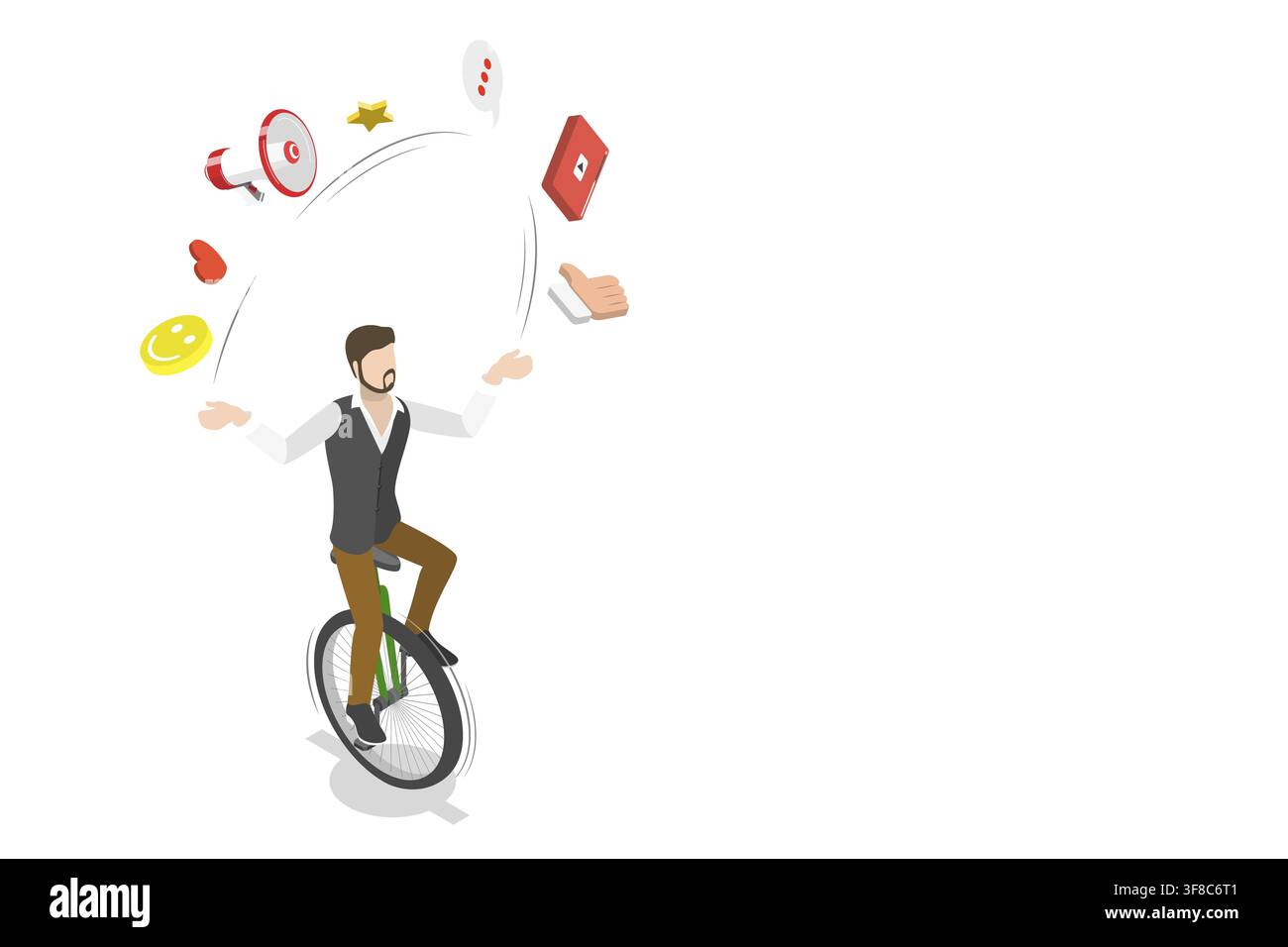 Concetto piatto isometrico di un esperto di marketing digitale, SEO, gestore di campagne pubblicitarie, promozione del sito web Foto Stock