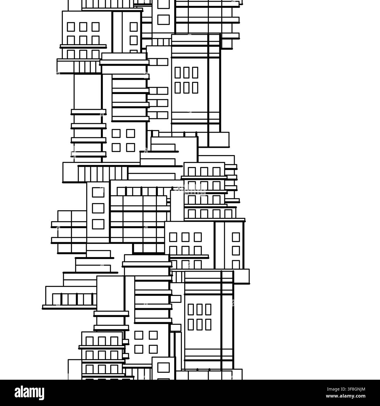 Modello senza cuciture con edifici. Sfondo società immobiliare. Illustrazione Vettoriale
