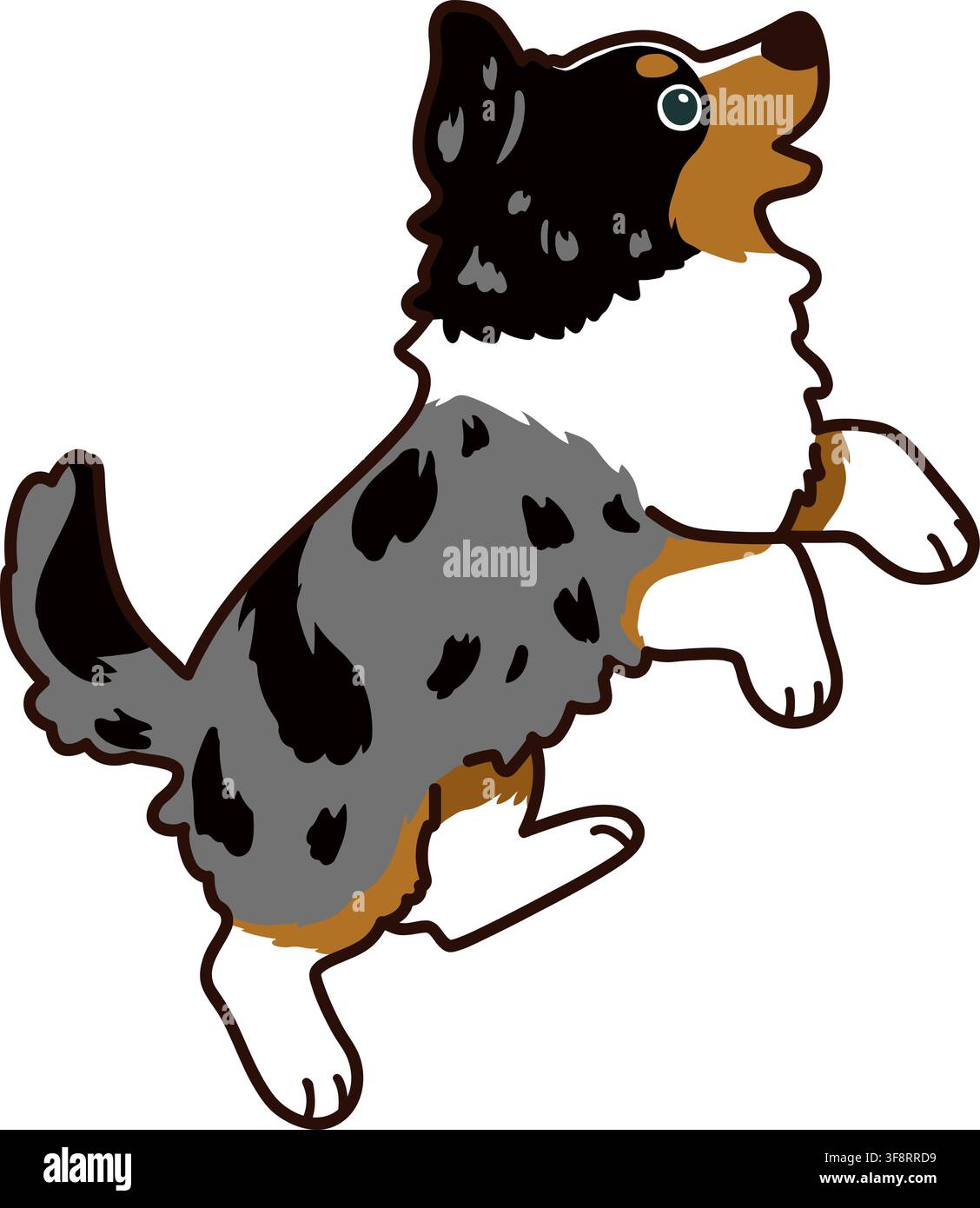 Disegno di un cane Australian Shepherd che salta Illustrazione Vettoriale