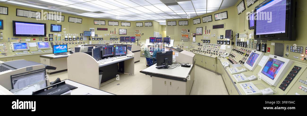 Sala di controllo di una centrale elettrica, Minnesota USA Foto Stock