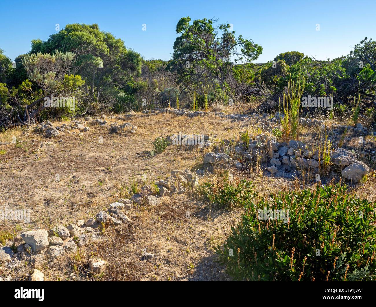 Le rovine di una trattoria vicino a Chinamans Well nel parco nazionale di Coorong, costruita nel 1864 come tappa per la diligenza da Melbourne ad Adelaide Foto Stock
