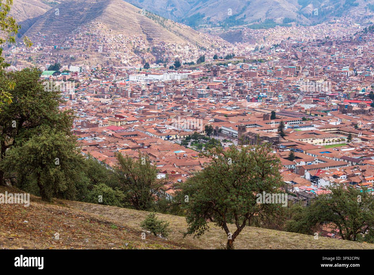 Vista panoramica della storica Cusco, Perù Foto Stock